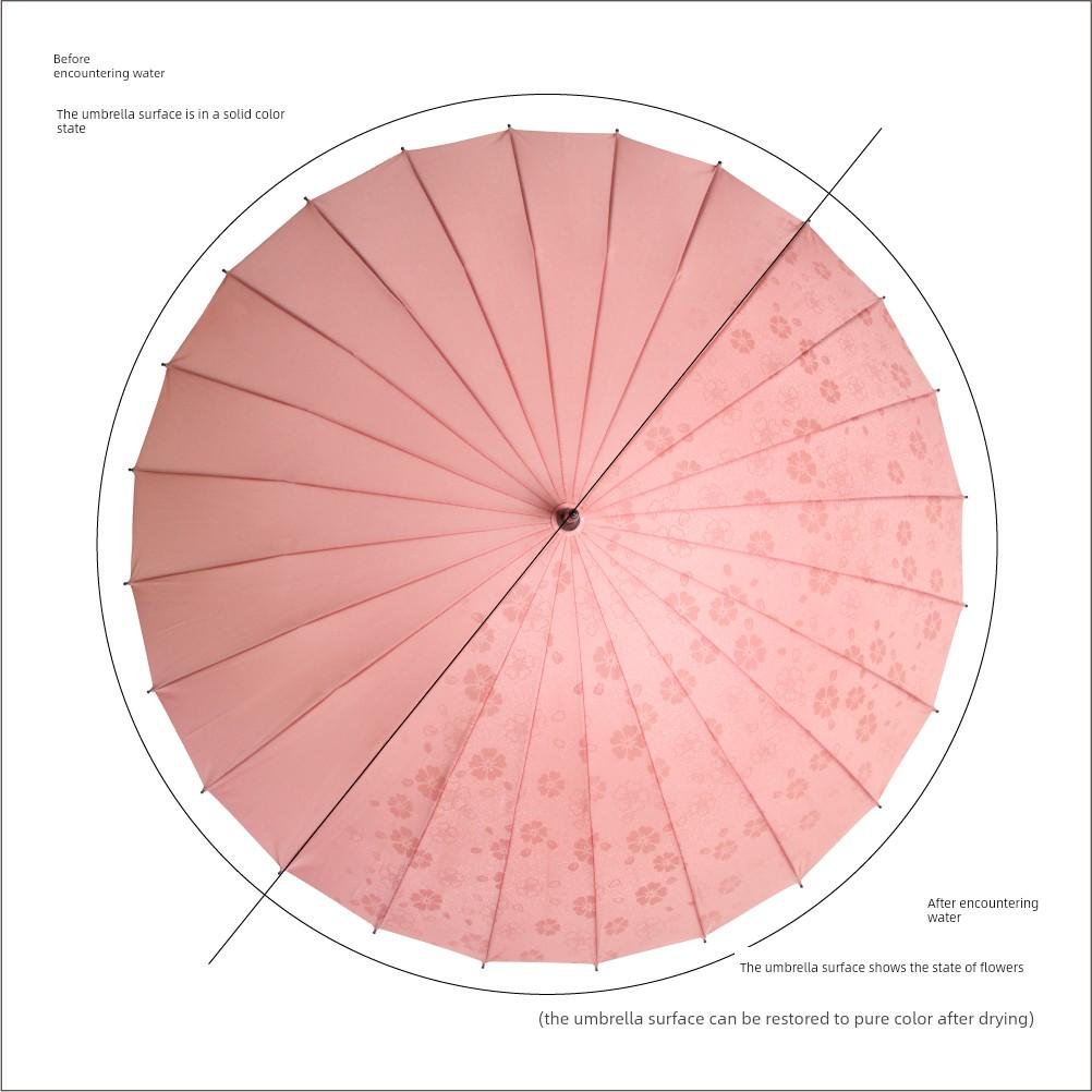 24 Bone Straight Handle Big Umbrella Water Blossom Umbrella Large Female Umbrella for Two Persons Long Handle Straight Umbrella Male Strong Rain