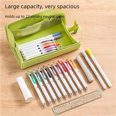 Large-capacity Durable Pen Bag with Mesh Pockets School Supplies Stationery Box Storage Stationery Simple Portable Pencil Case