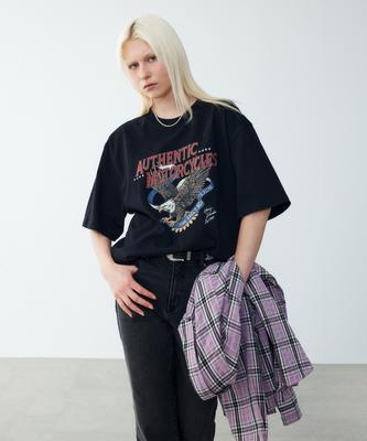HARLEY-DAVIDSON COLLECTIONS® [Bv] Authentic Eagle Short Sleeve T-Shirt Black_Hh16111056