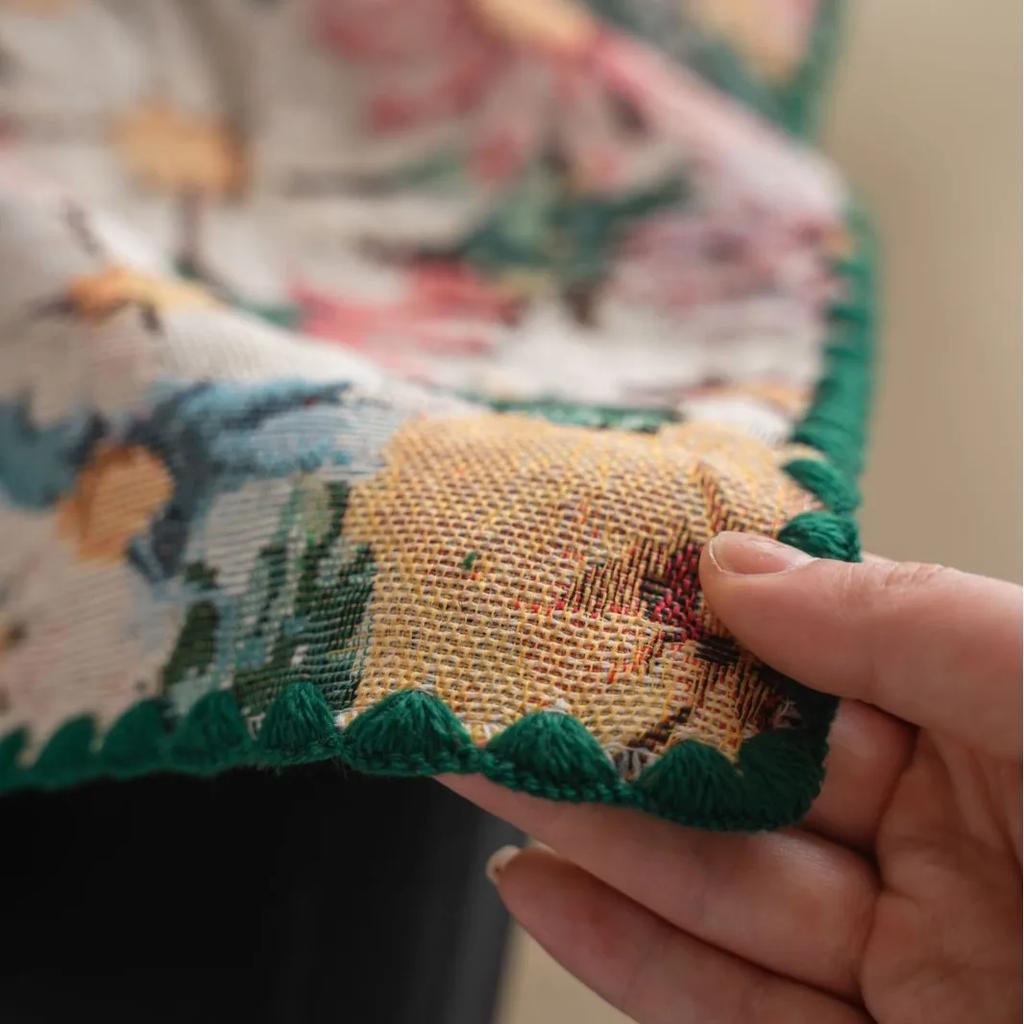 French Retro Colored Flower Table Cloth Tablecloth Rustic Washable Jacquard Rectangular Table Cover For Home Tabletop Decor