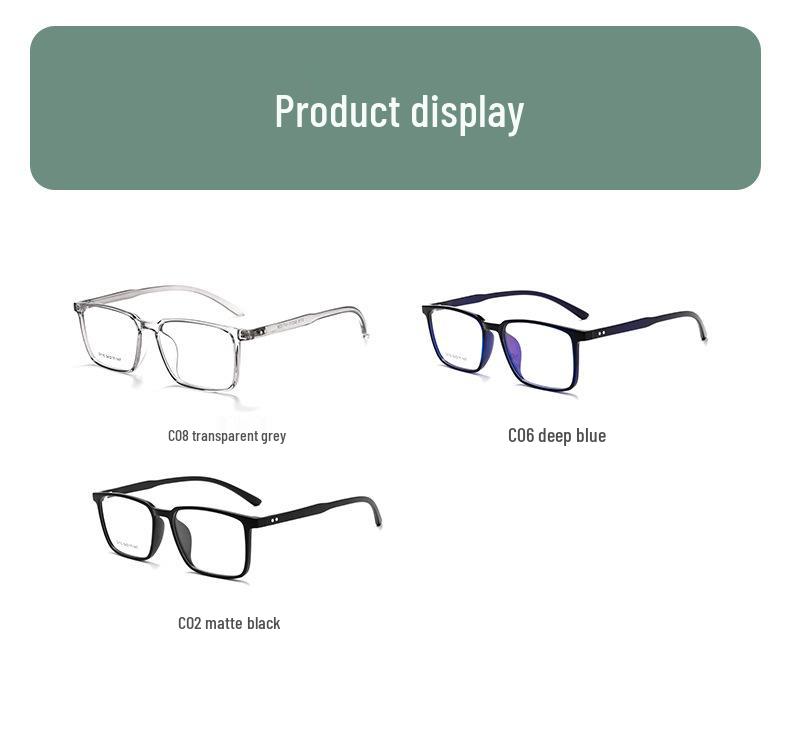 Unisex TR90 Ultralight Square Full Frame Eyeglasses for Myopia or Plano