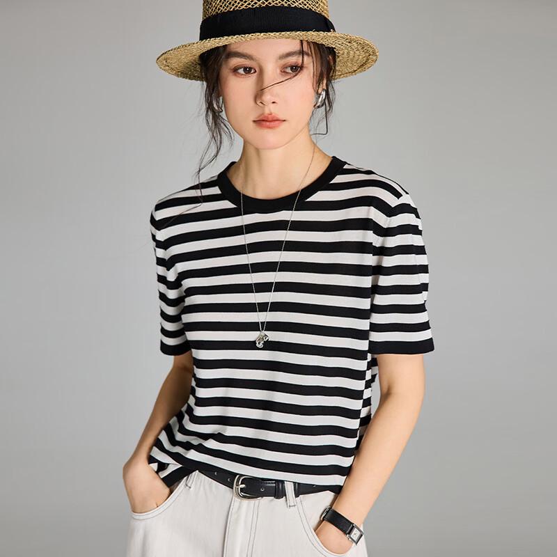 Women's Tencel Silk Blend Classic Striped T-Shirt