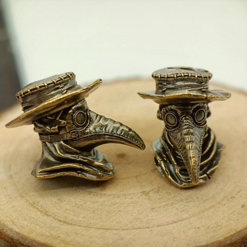 Brass Plague Doctor Crow Knife Pendant Personality Car Key Pendant Punk Fashion Paracord Rope Bead Pendant Accessories