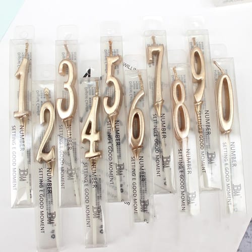 Phyxiul Birthday Number Candles, 0-9, 10-Piece Set, Perfect for Birthdays, Celebrations, Anniversaries, Weddings, Graduations, and More (Champagne Gol
