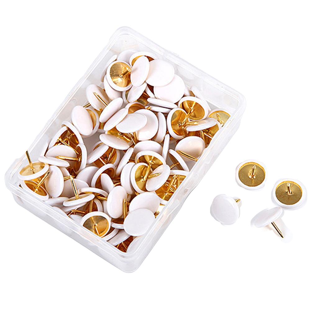 100pcs Colored Flat Thumb Tacks Roundness Plastic and Metal Flat Thumb Tacks for Office School & Personal Use