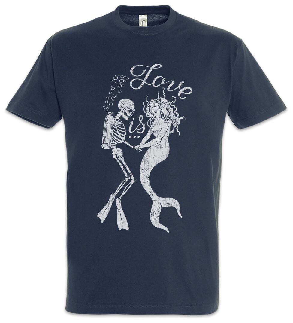 Mermaid Diver Love T-Shirt Diving Dead Skeleton Sea Sailor Skipper Sailing S