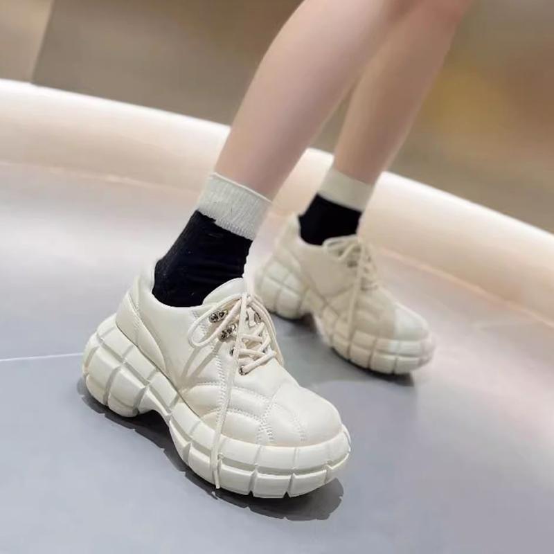 

Женские легкие повседневные туфли с коротким носком и толстой подошвой, модные женские туфли, одинарные туфли со шнуровкой спереди, новые осенние кроссовки для бега 35