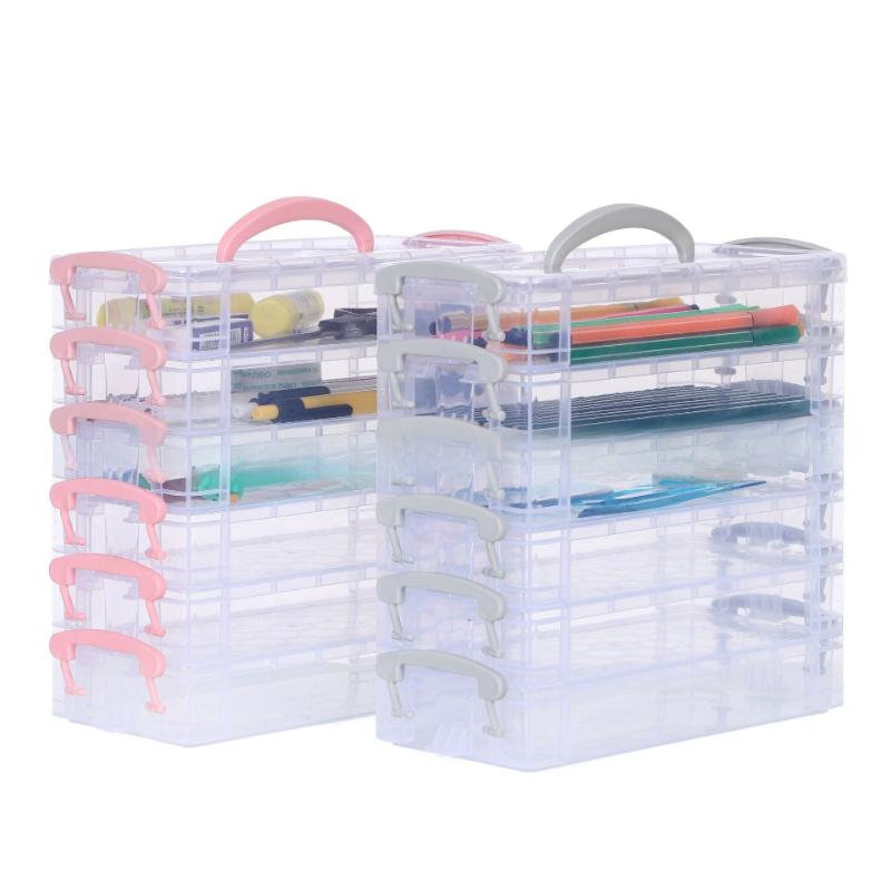 3/6 Floors Office Supplies Storage Organizer Box, Brush Painting Pencils Storage Box Watercolor Pen Container Drawing Tools