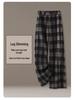 Women's Winter Plaid Wool High-Waisted Straight-Leg Cashmere Pants - Slimming, Loose, and Stylish