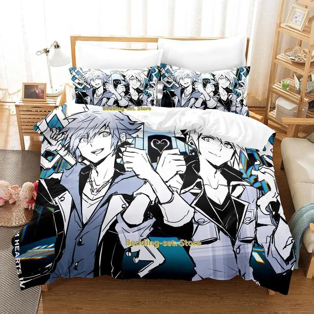 The World Ends With You Sakuraba Neku Bedding Set Cartoon Anime Three-piece Set Adult Kid Bedroom Duvetcover Sets 3D Kawaii Cool