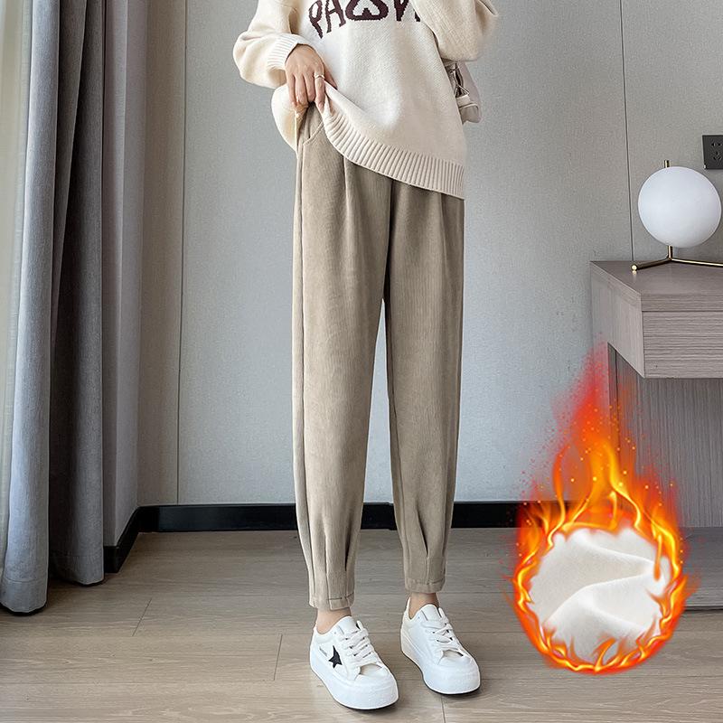 Women's Plus Size High Waist Harem Joggers - Spring/Autumn Slimming Cuffed Fleece Pants