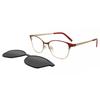 SmartBuy Collection Fenya Clip On Square Gold Red Women Eyeglasses T 1369n 19m