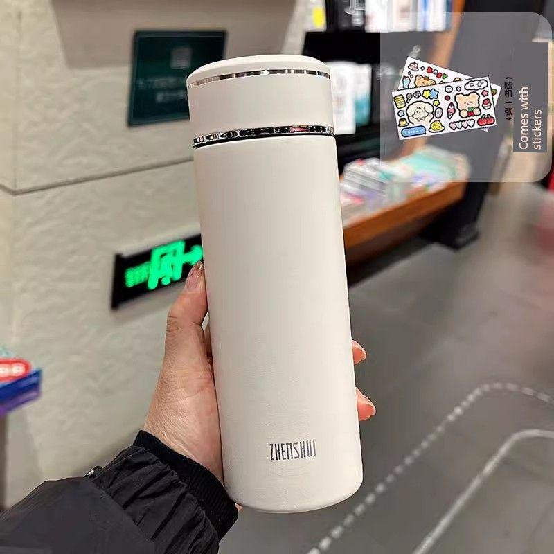 

Simple Large-Capacity Thermos Cup for Girls, High-Looking 2024 New Style Water Cup, Portable Cold-Keeping Cup for Men, Car-Mounted Tea Cup White 400ml + Sticker