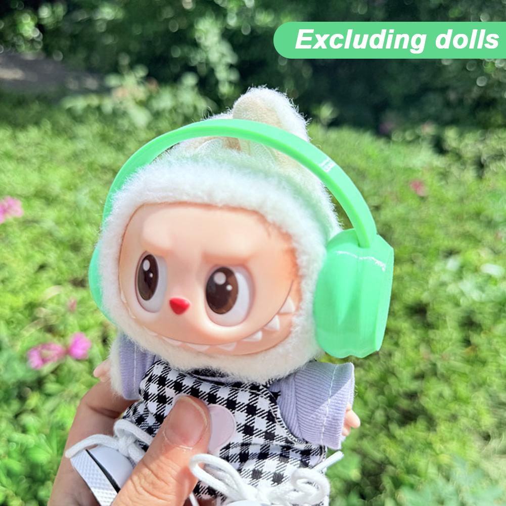 

Миниатюрная гарнитура для 17-сантиметровых кукол Labubu. Милые аксессуары для модных кукол, сделанные своими руками. Прекрасный наряд. Подарки для девочек, друзей. зелёный