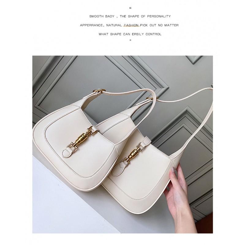 2026 Trendy Underarm Bag Genuine Leather Shoulder Handbag French Lock Clasp Womens Small