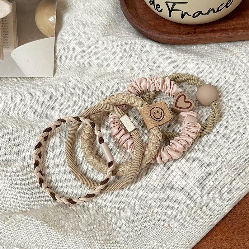 Simple and Stylish Leather and Rubber Hair Accessories for High Ponytails 5pcs