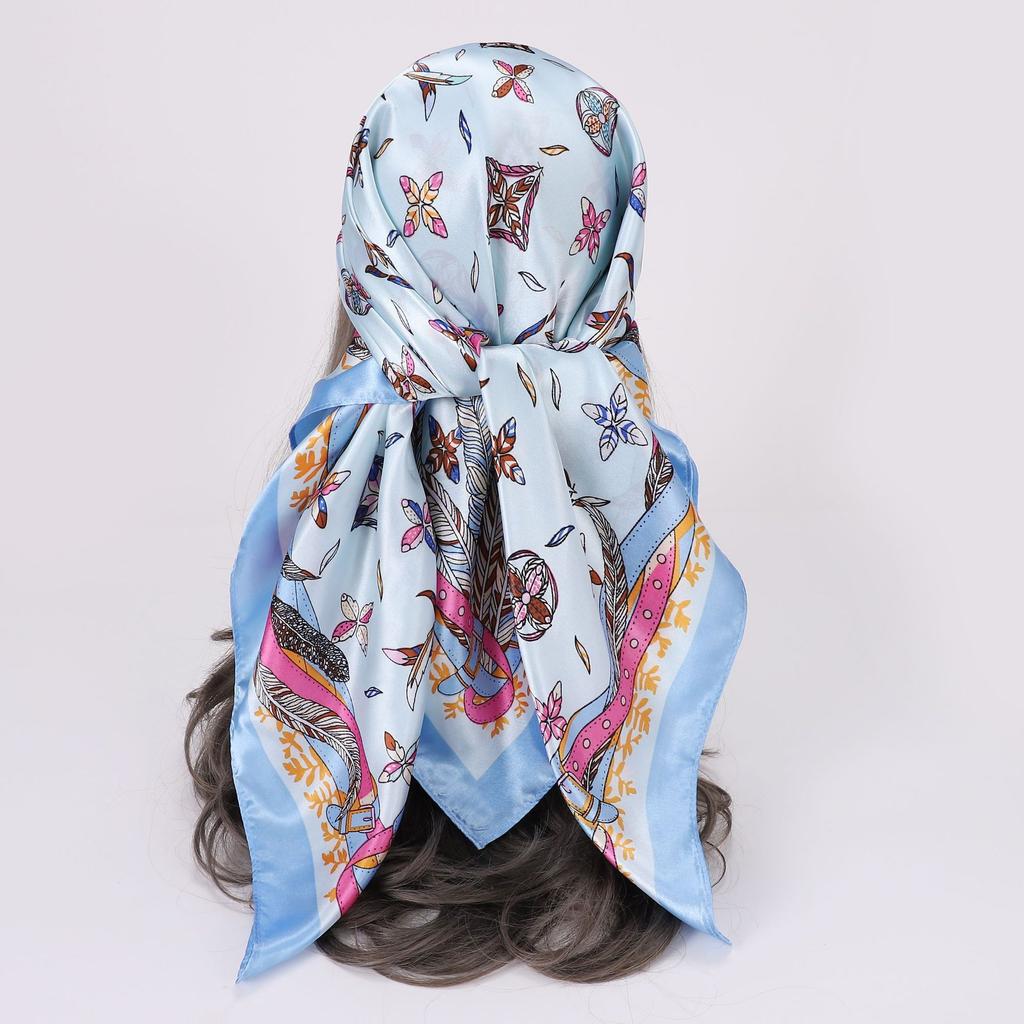 90Cm satin large square scarf headscarf new street retro simple bandanas