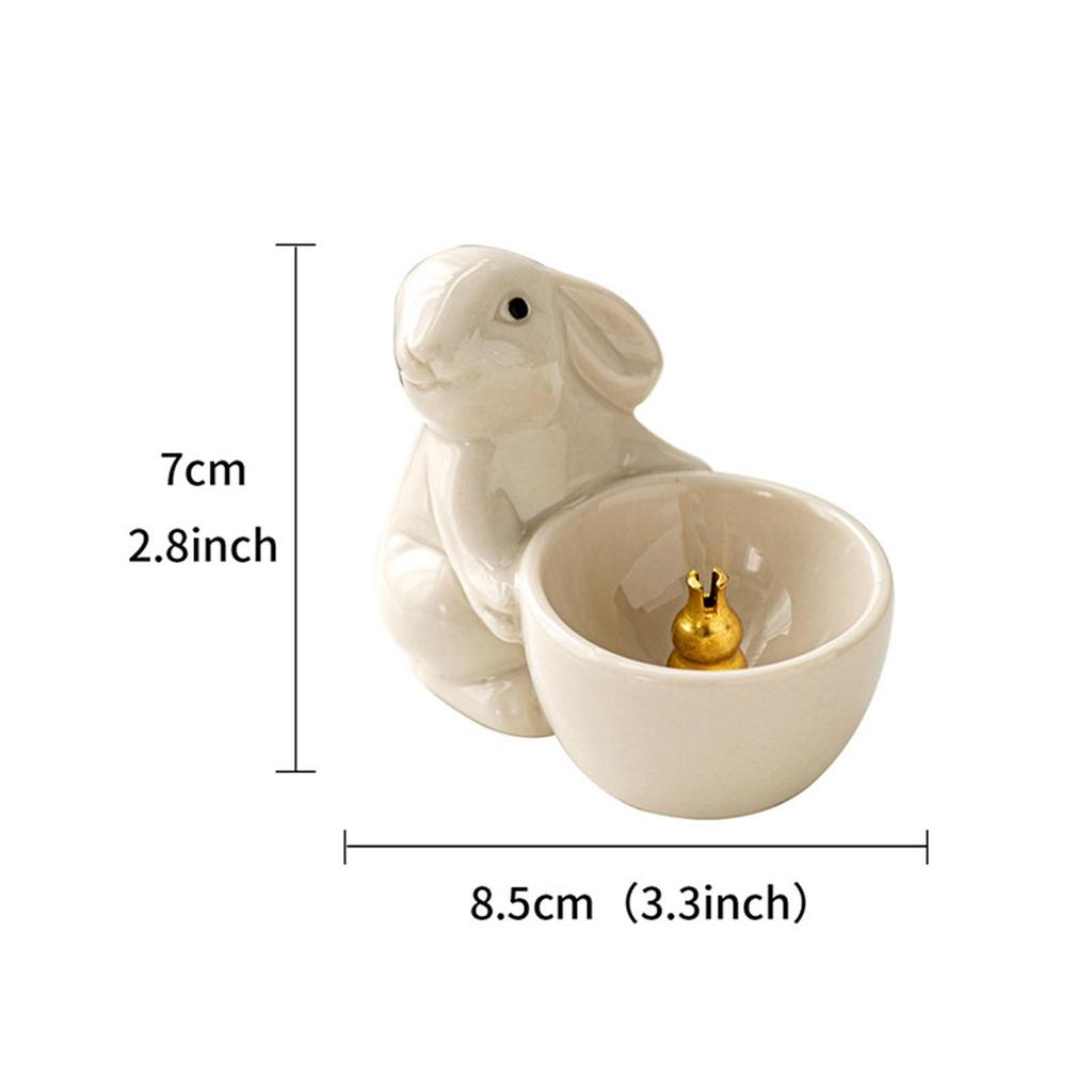 Niedlicher Räucherstäbchenhalter mit Kaninchen-Motiv, Neujahrsgeschenk, Aroma-Ornamente aus Keramik, Räuchergefäß für Yoga, Schrank, Wohnzimmer, SPA, Teetisch