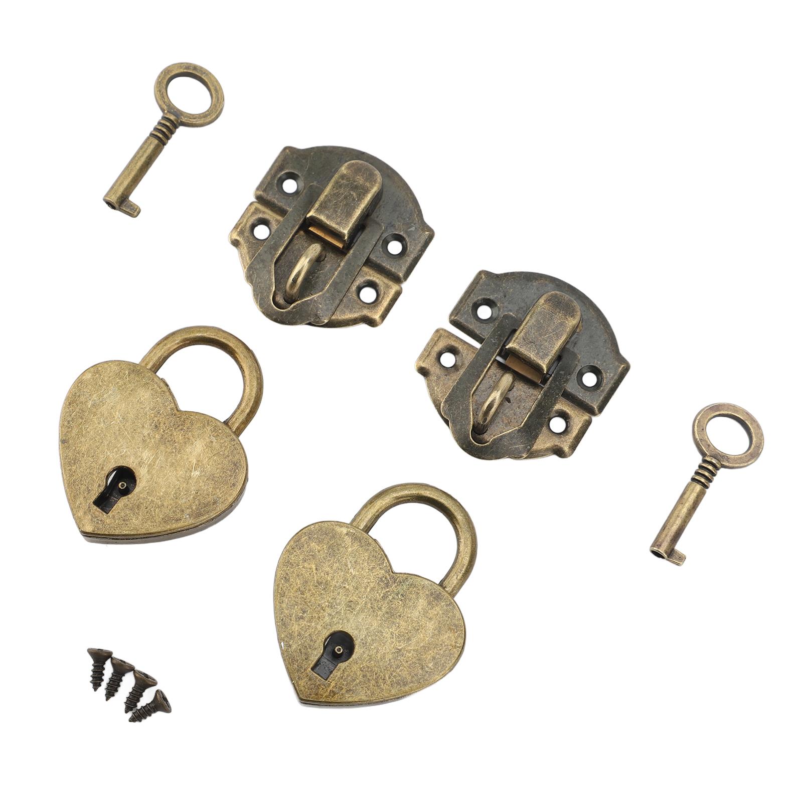 

2 комплекта деревянная коробка защелка-засов набор навесной замок античная защелка-засов из цинкового сплава и в форме сердца бронзовый