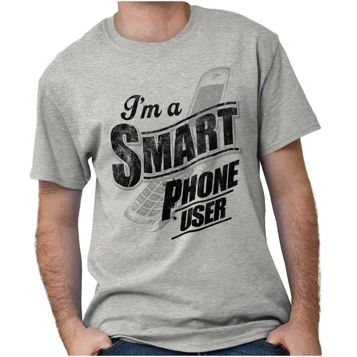 Funny Smart Phone Geek Nerd Sarcastic Joke Womens or Mens Crewneck T Shirt Tee L