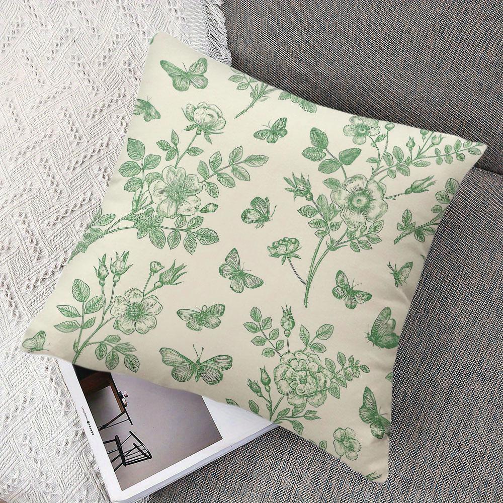 Butterfly Garden Square Jacquard Pillow Cover for Sofa Office Waist Cushion Cover Home Decorative Pillowcase