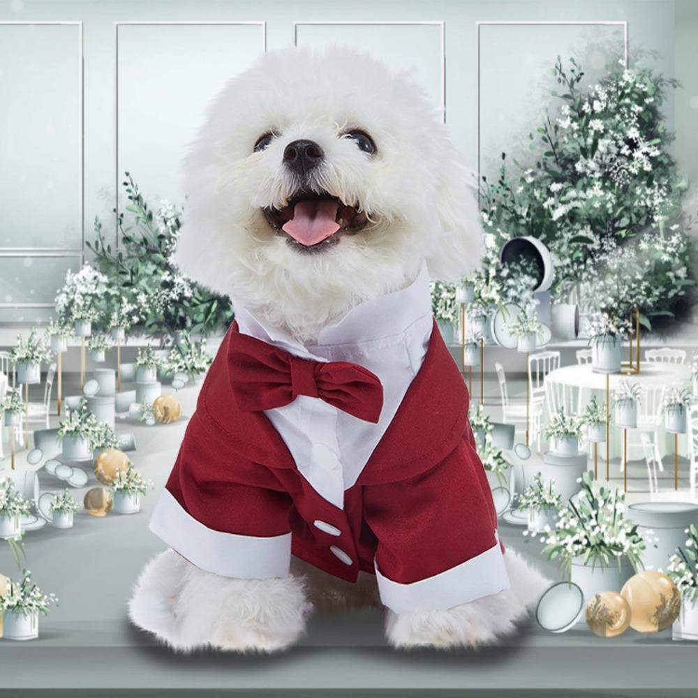 New Pet Dress Wedding Party Autumn Dog Dress Polyester Tie Suit Dress Puppy Dress