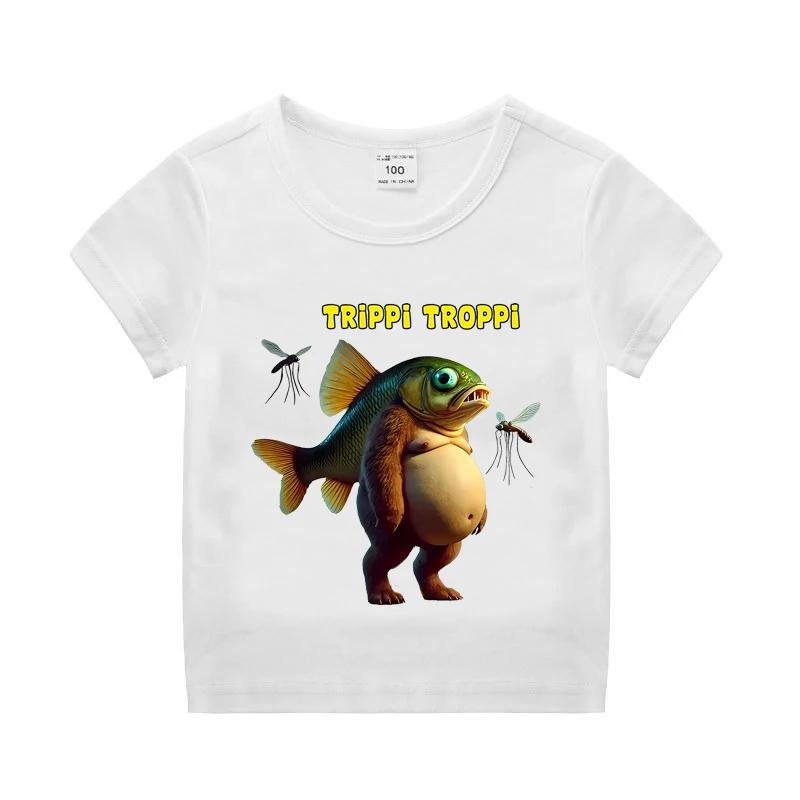 Children's Summer T-shirt Tung Tung Sahur Children's T-shirt Fun Meme Short Sleeve Men's and Women's Top