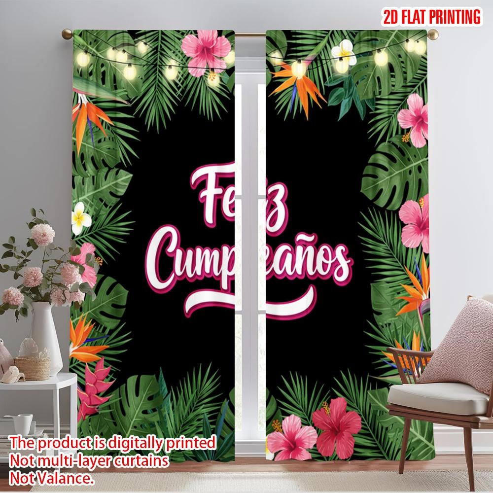 

2pcs 2D flat printing Window Drapes Tropical Birthday Flowers Party Polyester Without Electricity All Season Party & Holiday 52.50×116.00 CM 2pcs