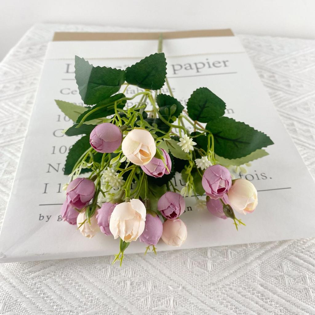 Simulation Flower 15 Hennessy Green Bud Small Rose Bud Home Decoration Wedding Photo Props Decoration