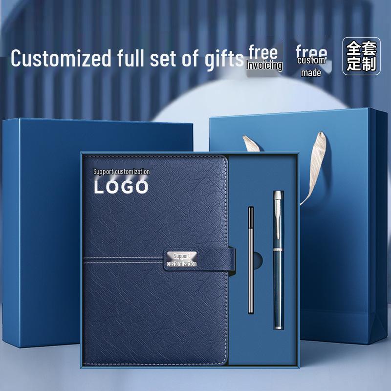 A5 Premium Geschenkset: Personalisierter Geschäftsnotizblock/Besprechungsprotokollant mit individuellem Logo.