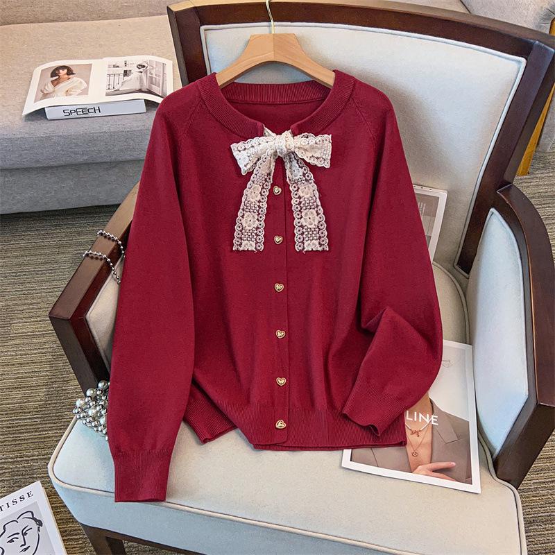 Plus Size Women's Loose Round Neck Cardigan Sweater (Bust 150/160)