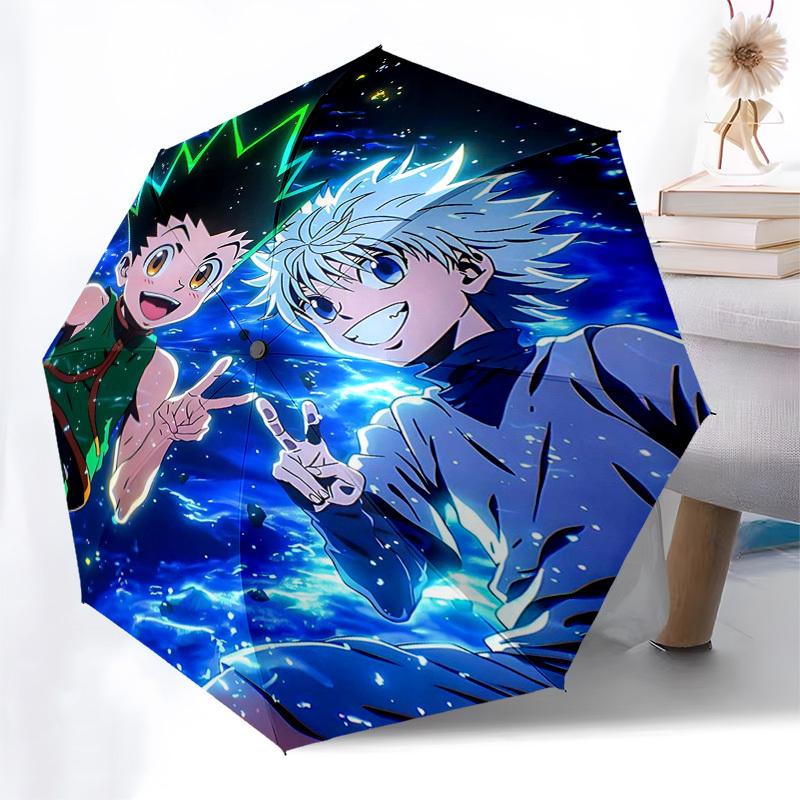 1pc Hunter x Hunter Gon & Killua Auto Open Close Umbrella Portable 3-Fold Design, 8-Bone Iron Frame Outdoor Umbrella Perfect Gift for Fans, Travelers,
