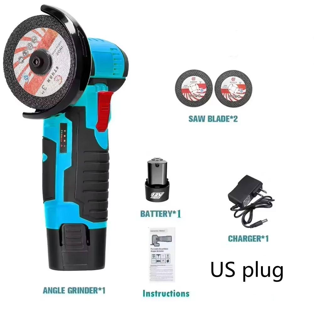 12V Cordless Mini Angle Grinder Brush Cutter Portable Polishing Machine Cutting Tool for Home DIY Jewelry