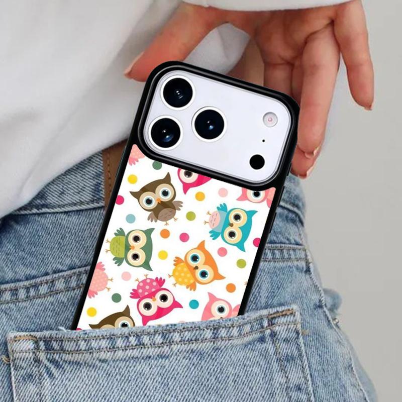 Cartoon Owl Collage Phone Case for iPhone 16e 15 14 13 12 17 Pro Max Plus Air 17pro Cover Coque