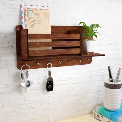 Okley Key Holder for Home | Wooden Key Holder for Wall Key Chain Holders for Wall | Key Hanger (7 Hooks) (Oak)