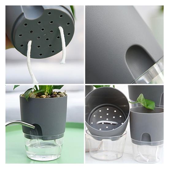 Blumentopf mit Drainagelöchern Wassereinfüllöffnung Automatischer Selbstbewässerung Hydroponischer Blumentopf Transparenter Sockel Hydroponischer Pflanztopf