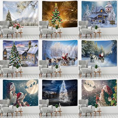 Merry Christmas Christmas Decoration Printed Tapestry Home Living Room Bedroom Room Wall Decoration Background Cloth Tapestry
