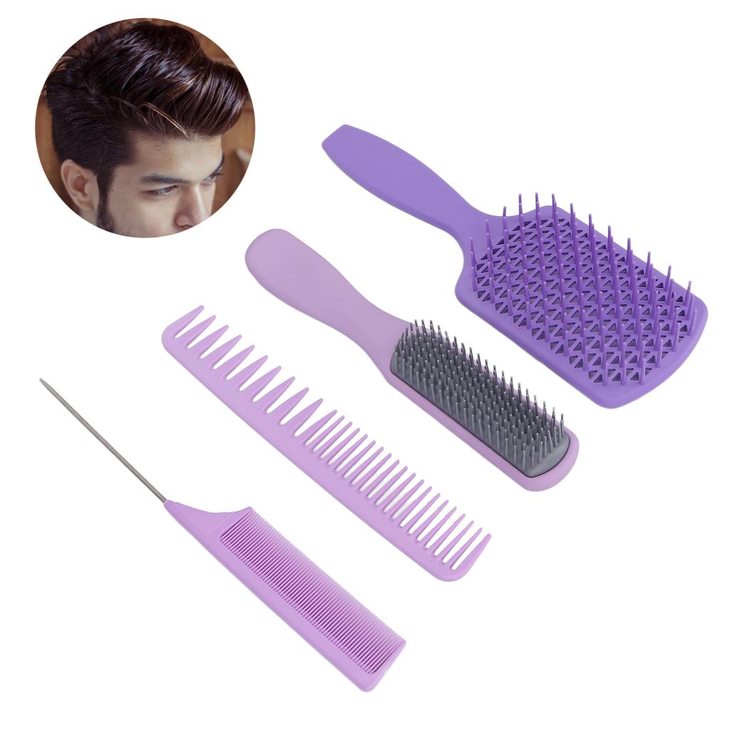 4pcs Hair Brush Set Hollow Comb Tail Comb Fine Wide Teeth Scalp Massage Hair Styling Comb Set