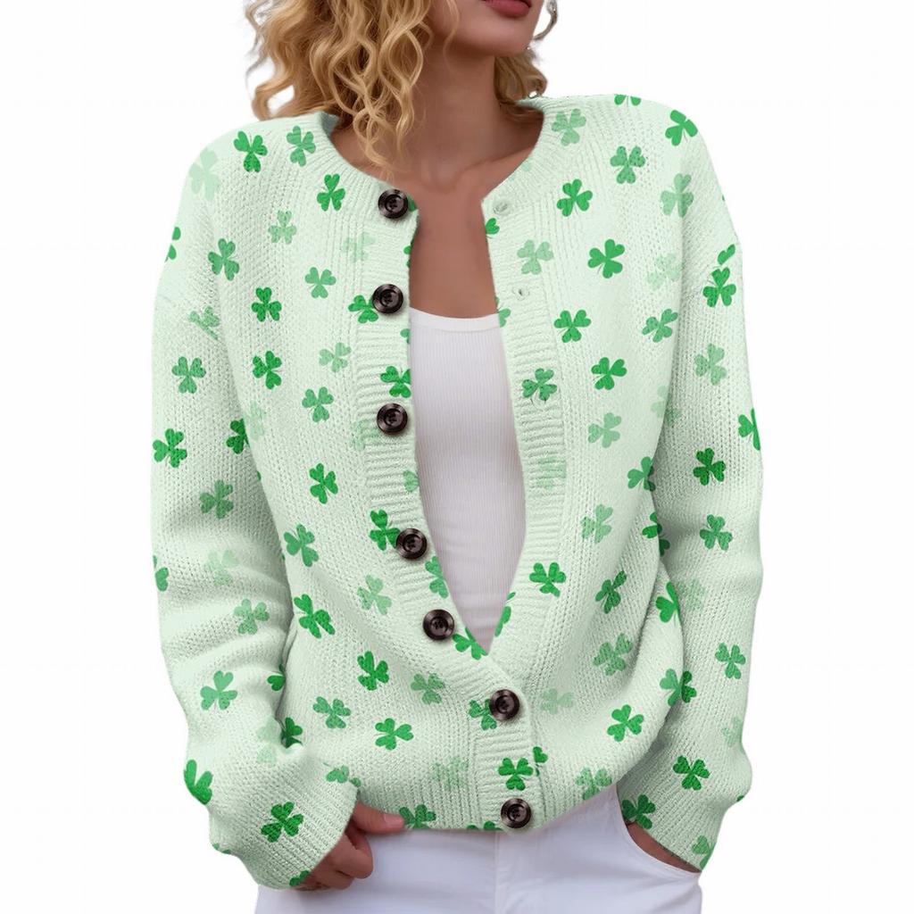 LXK-SPYK01 Sanpa crew neck cardigan new casual knitted sweater European and American jacket