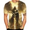 T-shirt da uomo con grafica 3d Guerriero Angelo Design Spada Dorata T-shirt Stampata in 3D Per Uomo Vestiti Ala Bordo Ornato Maglietta Unisex Top