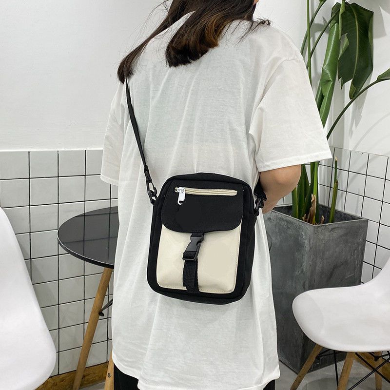 Canvas small bag women's new trendy Korean version versatile messenger bag student shoulder bag girl small satchel