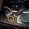 Leder-Schlüsselanhänger mit Emblem – Schlüsselanhänger für Mitsubishi Ralliart Outlander Lancer Ex Galant Attrage Xpander Mirage Pajero