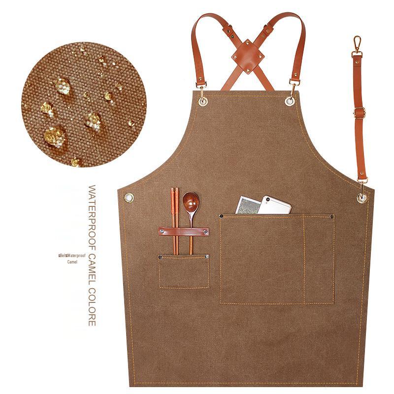 Women's Celebrity-Style Thick Canvas Apron for Hairdressers, Milk Tea Shops, and Baristas