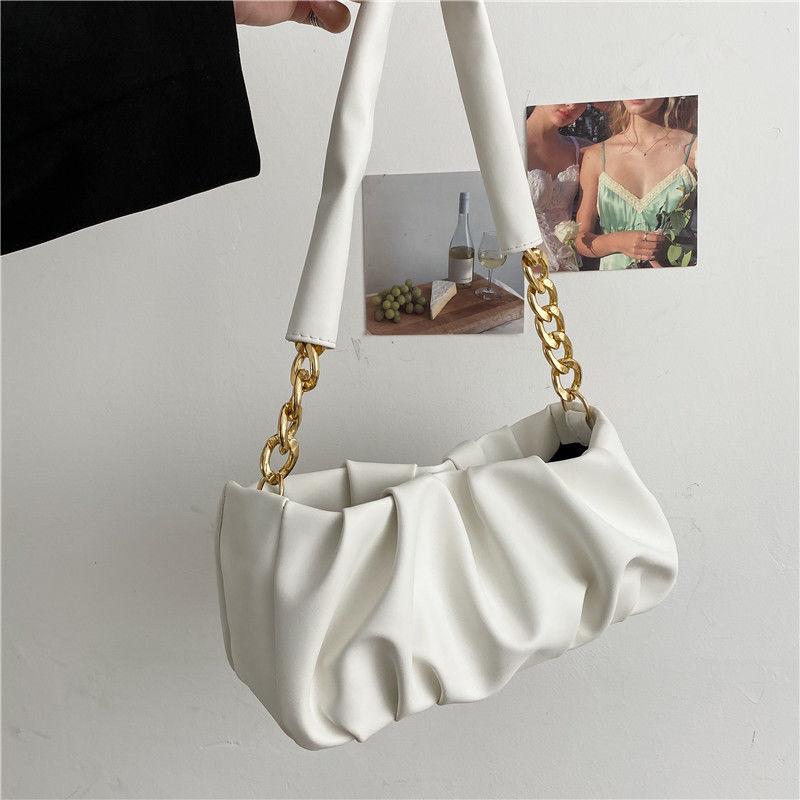 Geantă de damă cu stil avansat, la modă și versatilă, plisată, tip nor, geantă crossbody, cu bandă largă, geantă de umăr cu un singur braț, geantă de mână pentru femei