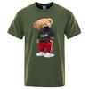 100% Cotton Sports Mask Bear Print Short-sleeved T-shirt male Half-sleeved Summer Casual Oversized T-shirt men Shirt S-3XL