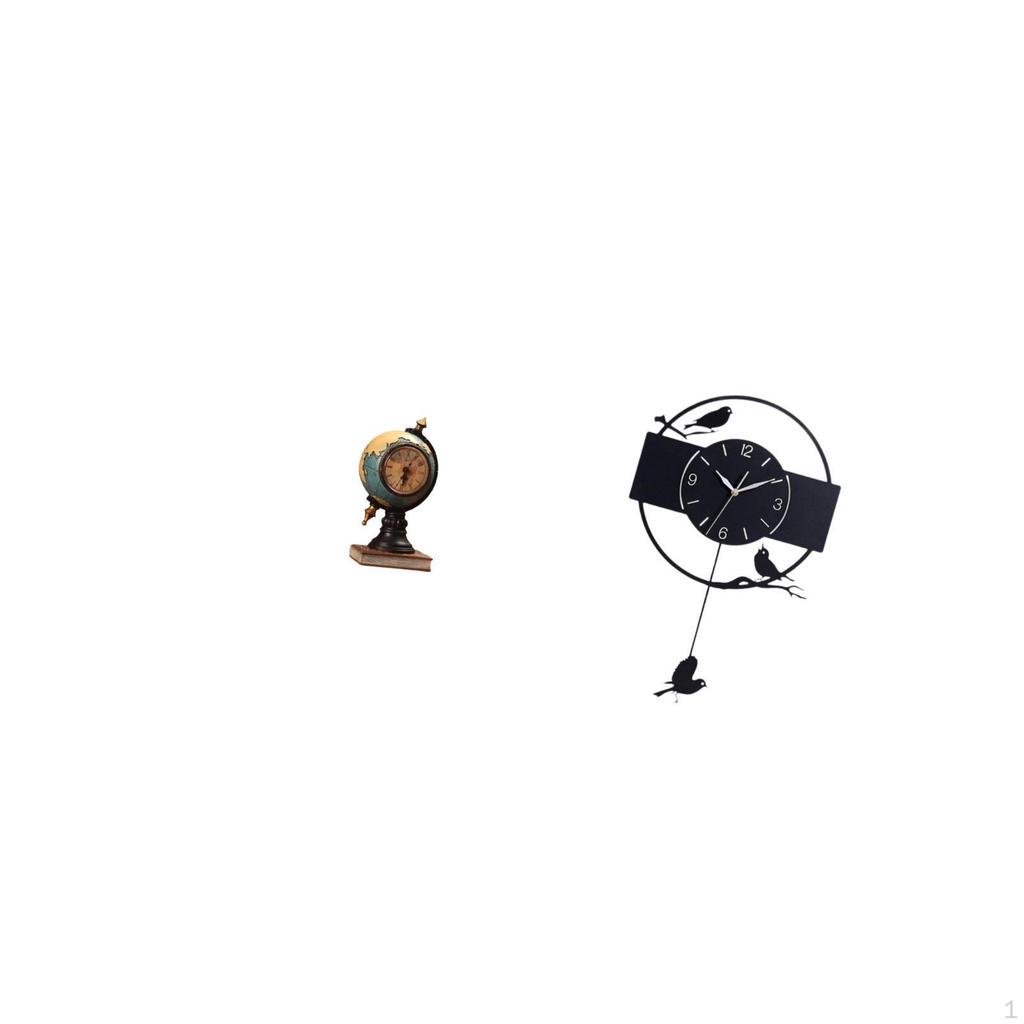 Modern Art Globe Bird Figurine Table Clock Minimalist Decorative Statue for Office Bedroom Living