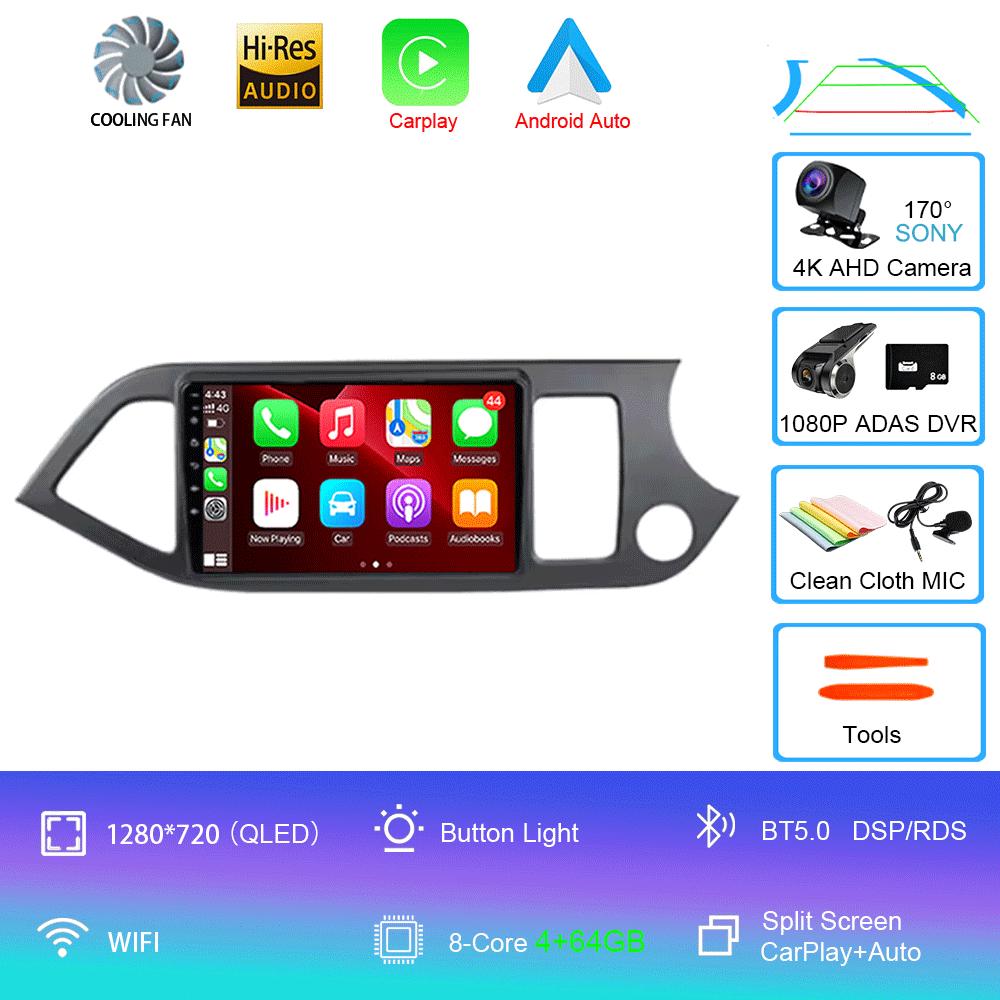 Android 14 Car Radio For KIA PICANTO Morning 2 2011 - 2016 Multimedia video Player 2 Din Carplay Stereo GPS Head Unit 4G WIFI