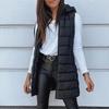 Dame Puffer Vest Casual Lynlås Quiltet Polstret Vest Hætteærmeløs Dunjakke Vinter Varm Ydertøj Jakke