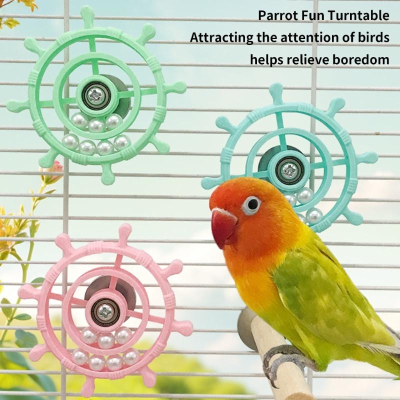 Safe Rotate Wheel Bird Toy for Parrots Offering Fun Exercise and Simple Screw Mounting for Easy Installation