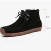 Plush Warm Women Short Boots Retro Cow Suede Flats Casual Walking Shoes Winter Snow Boots Soft-soled Mother Shoes